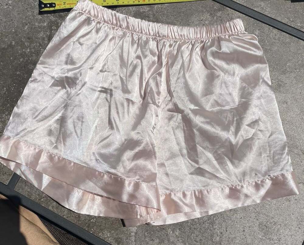 Silk satin pajama lounge shorts pale pink size s